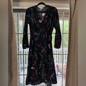 Floral Navy Knee-length Dress